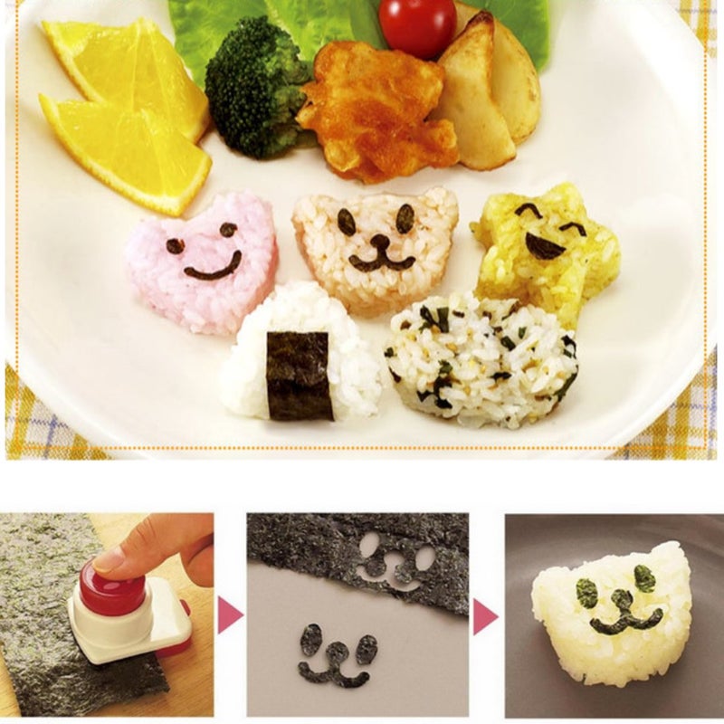 MoJyetli DIY Sushi Tool, 3Pcs Smile Face Laver Seaweed Nori Punch Embossing Device Rice Ball Onigiri Mould - Image 4
